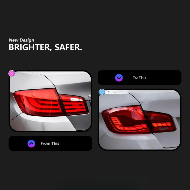 Suitable for BMW 5 Series F10 Tail Light Assembly 525 530 F18 Modified Dragon Scale LED Running Water Turn Signal