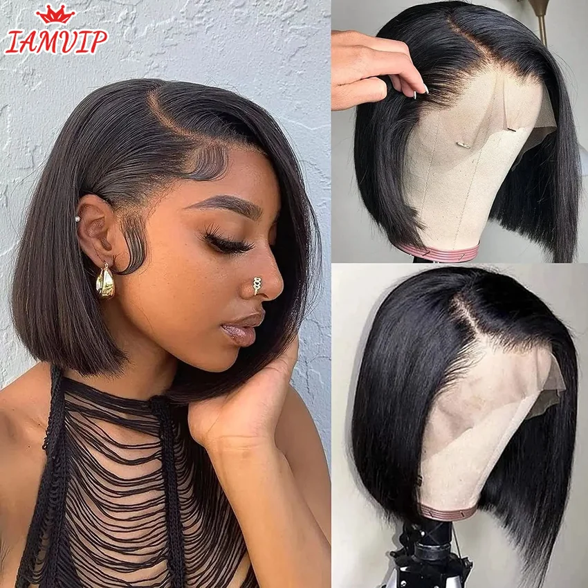 IAMVIP Short Bob Straight Lace Frontal Wigs 200% Bob Lace Front Human Hair Wig For Women Hd Lace Frontal Wig Human Hair