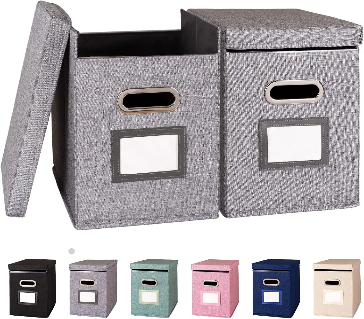 

2 Pack Hanging File Folders Organizer with Lid, Letter Size Fabric File Storage Box Collapsible, Portable Office Document Hol