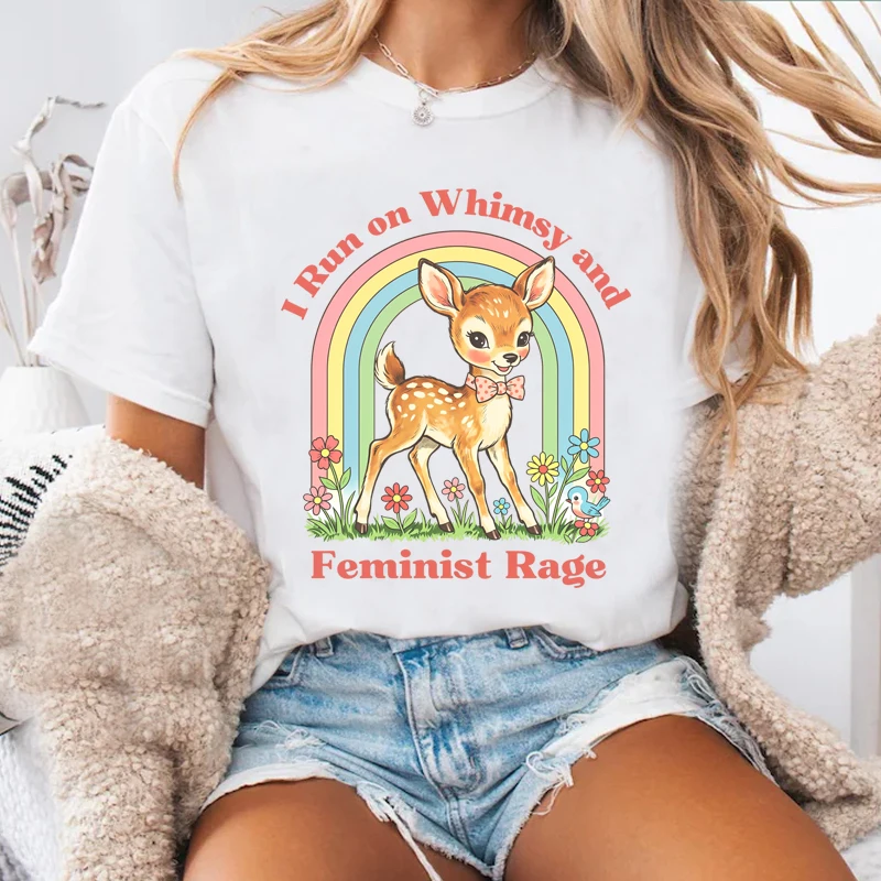 Whimsy and Feminist Rage T Shirt Trendy Women's T Rights Girl & Women Empowerment Graphic T Shirts Causal Short Sleeve Tees