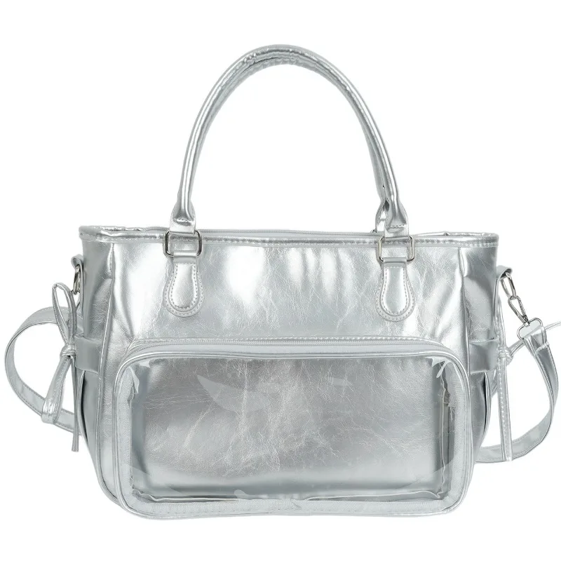Bolso Japonés Ita Bag para Chicas, Dulce y Lindo, de Cuero PU con Bolsillo Transparente, Bolso Tote, Bandolera, Mochila Multifuncional