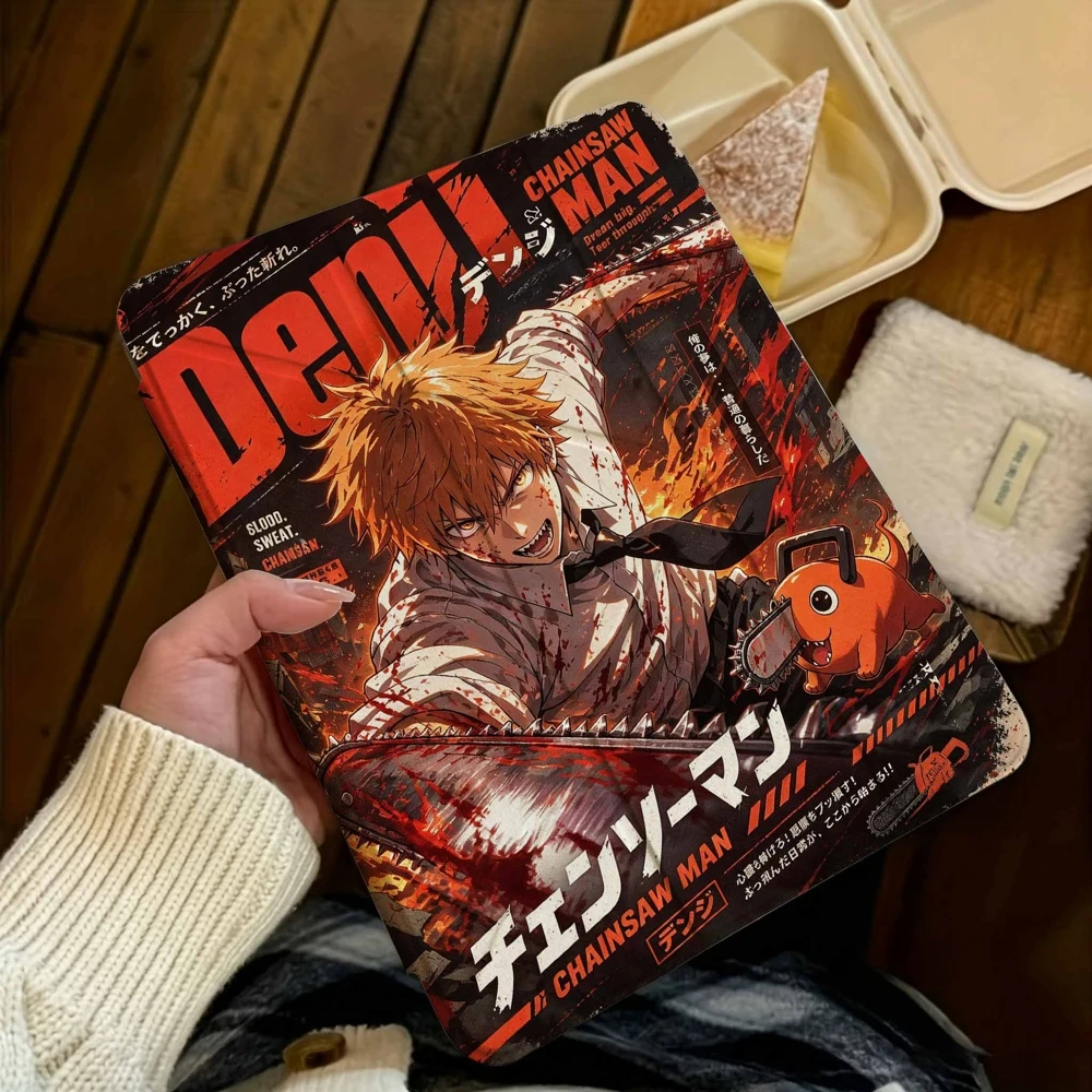 C-Chainsaw Mann Anime For Samsung Galaxy Tab A8 A9 A11 S6 S7 S8 S9 S10 FE Plus Lite Protective With Pen Slot Tablet Case