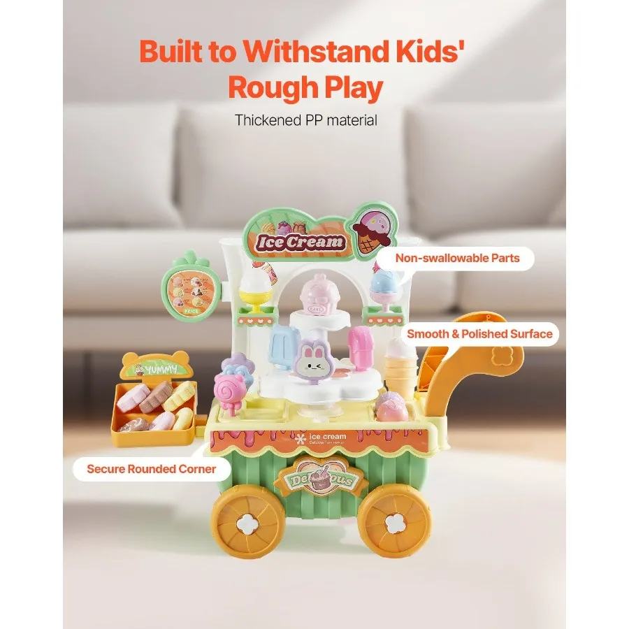 Chariot de crème glacée pour faire semblant de jouer au magasin de crème glacée pour les 3 ans et plus
