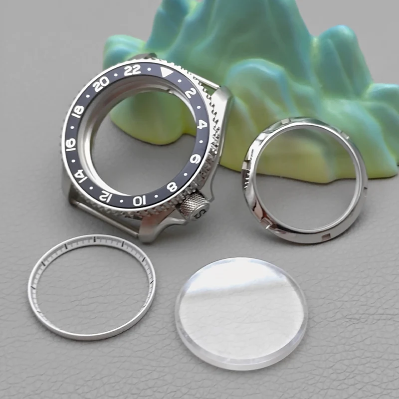 42mm Silver SKX007 Watch Case with Sapphire Crystal Glass Fits NH35 NH36 4R35 7S Movement Transparent Back Cover Modified Parts
