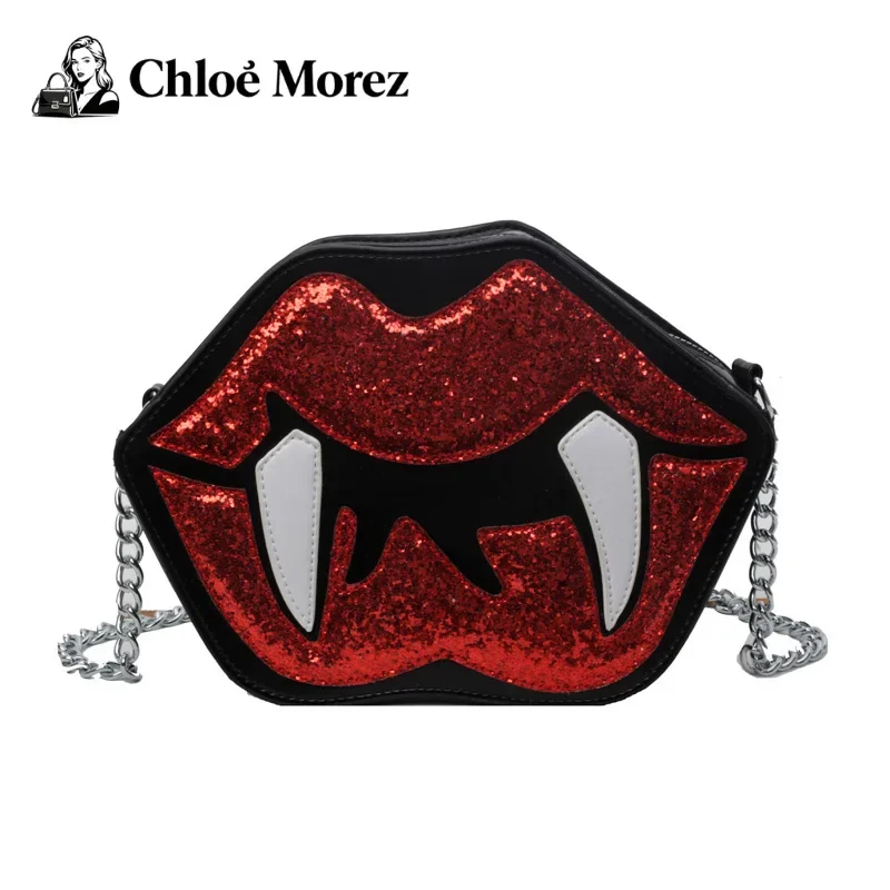 

Big Lip Bag, Fashionable Sequin Shoulder Bag, Women's Versatile Chain Crossbody Bag, PU