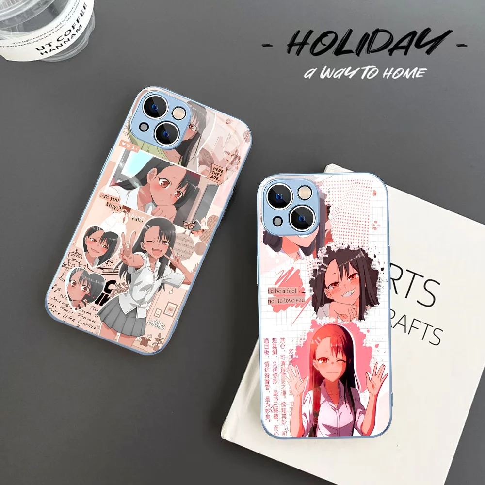 Anime Nagatoro San Phone Case Tempered Glass For Iphone 14 13 12 11 Pro Mini XS MAX 14Plus X XS XR Fundas