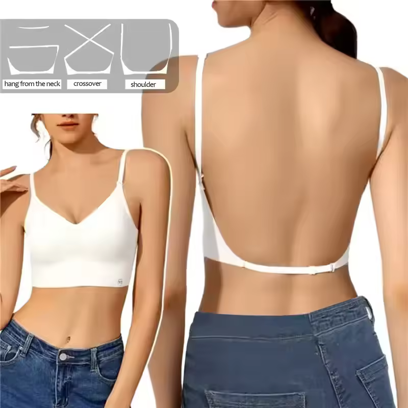 Women Invisible Bra Deep U Plunge Bras Backless Top for Dresses Sexy Lingerie with Transparent Strap Push Up Strapless Underwear - Image 8