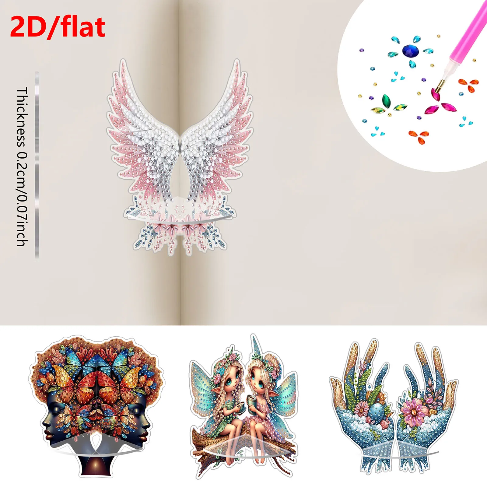1, DIY-Diamant-Kunst-Malset, mit Acrylflügeln und Porträtthemen, geeignet für die Eckaufbewahrung, Dekoration.