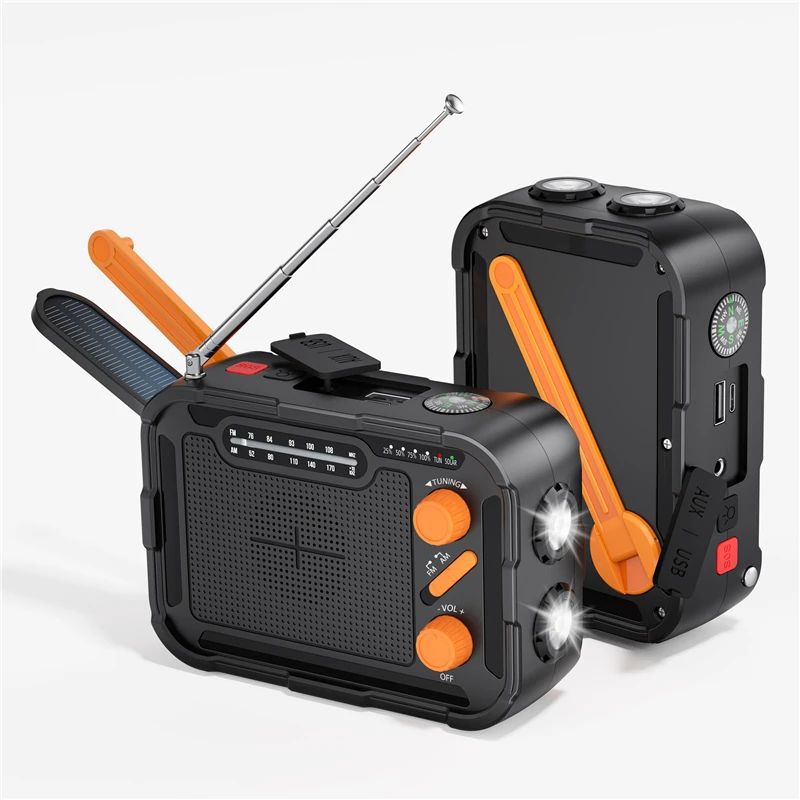 

Outdoor Solar Power Bank Radio Waterproof Hand Crank Radio AM/FM Weather Radio with LED Light USB Mobile Phone Charger Powerbank