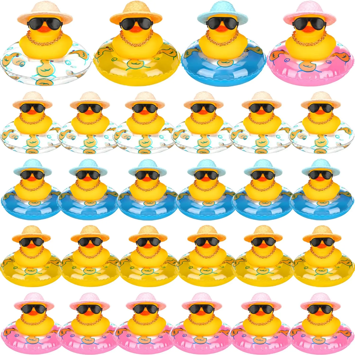 6-36 Set Mini Rubber Ducks in Bulk Summer Rubber Ducky Bathtub Shower Ducks for Baby Shower Car Dashboard Decor