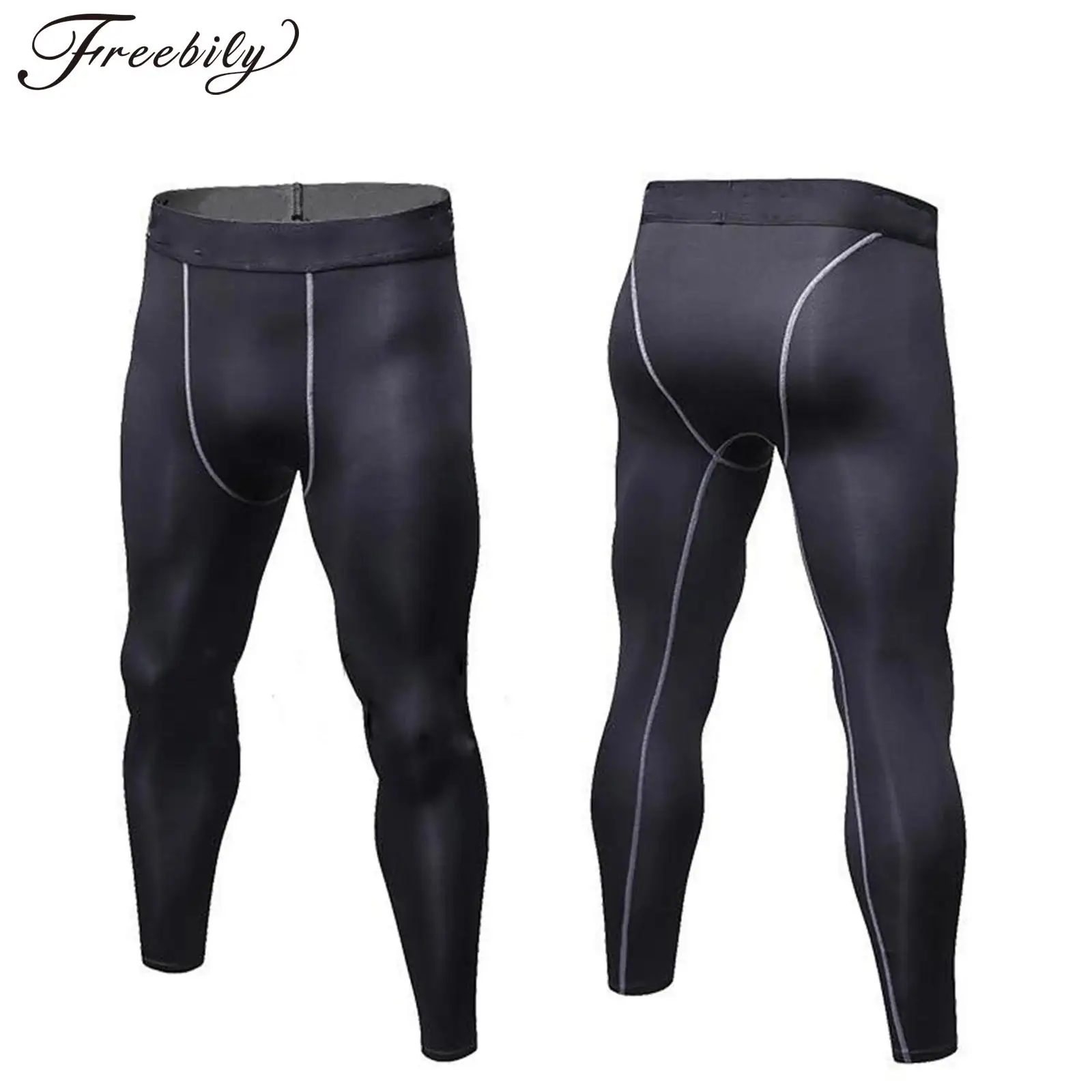 

Mens Quick-Drying Stretchy Athletic Leggings Elastic Waistband Sport Pants Moisture-Wicking Running Jogging Workout Trousers