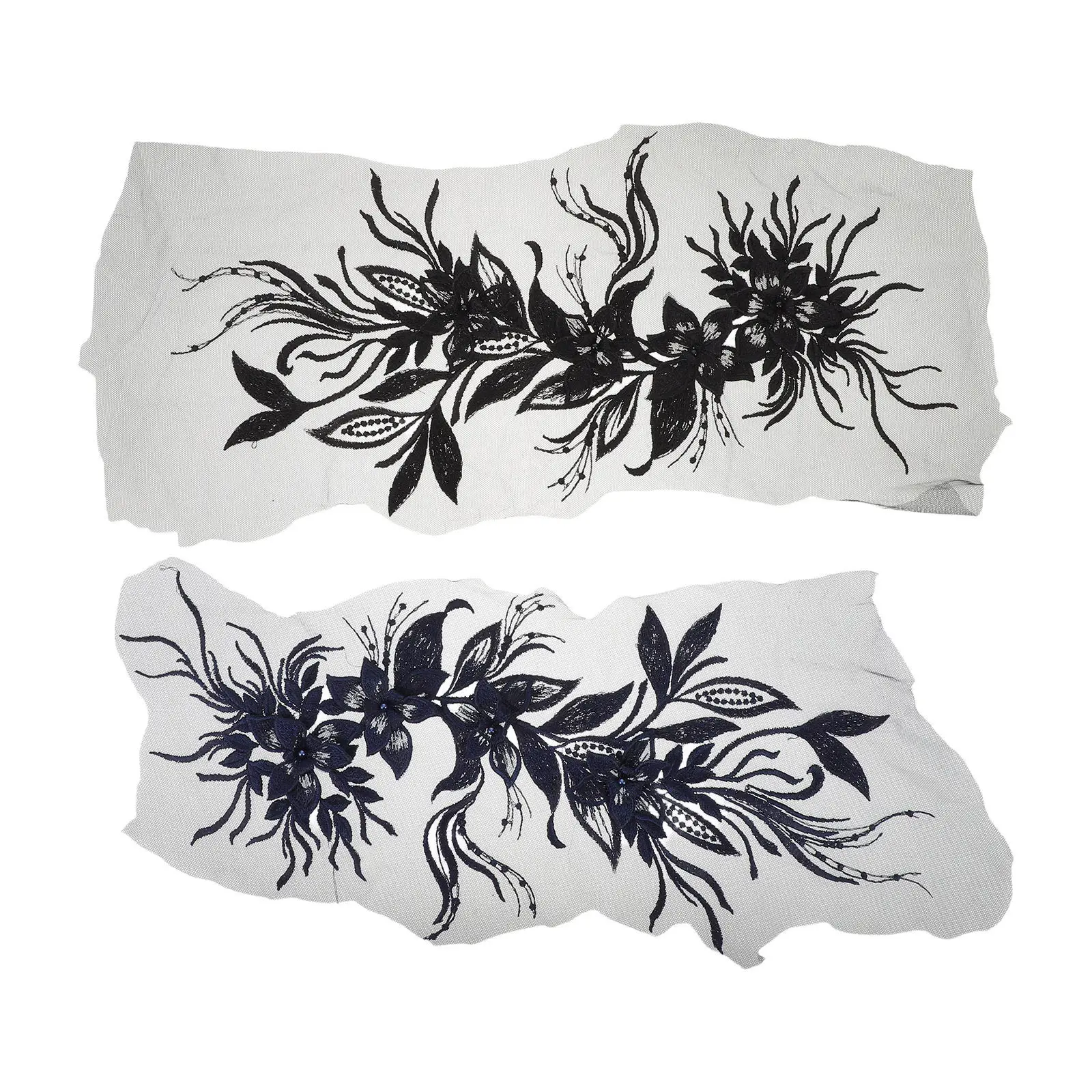 

2 шт. кружевные аппликации с цветочной вышивкой 3D ручной работы для свадебных платьев, пришивные цветочные нашивки, кружевные вышитые аппликации с цветами