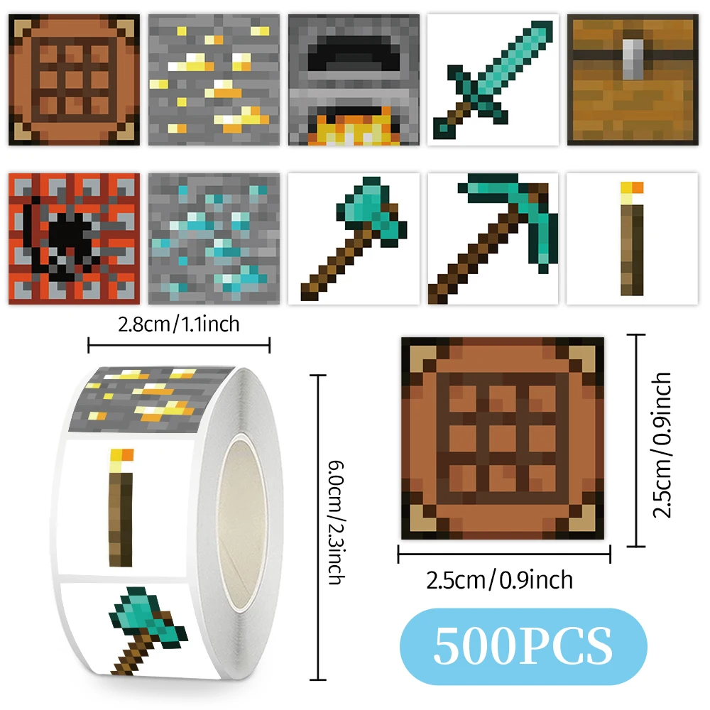 500/1000 قطعة لطيف بكسل لعبة ملصقات لعبة بلدي العالم الشارات للهاتف المحمول حقيبة دفتر سكيت ملصق مضاد للمياه