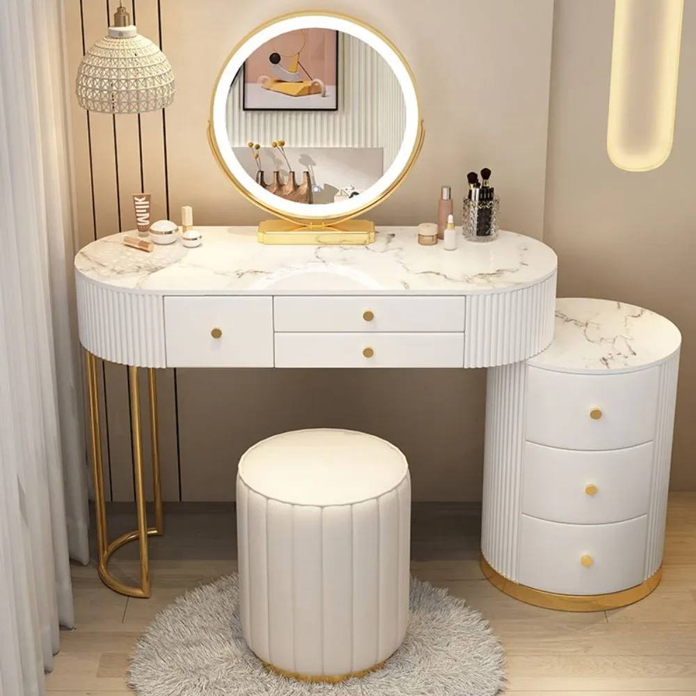 All solid wood slate dresser, modern simple dressing table in bedroom, light luxury, high-end storage, integrated cabinet, dress