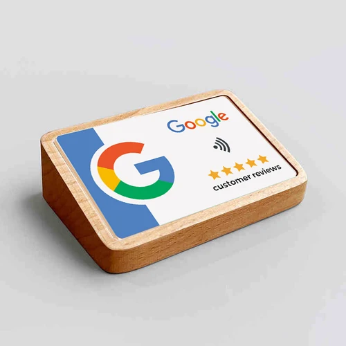 Imagen 1 del producto Placa de soporte de reseñas de Google NFC, letrero de exhibición de material de madera 2 en 1 para placa de revisión de Google de redes sociales