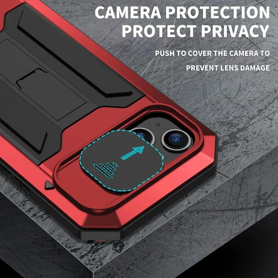The military-grade fall-resistant aluminum metal case is suitable for the iPhone 15 14 Plus 13 Pro Max bumper bumper cover