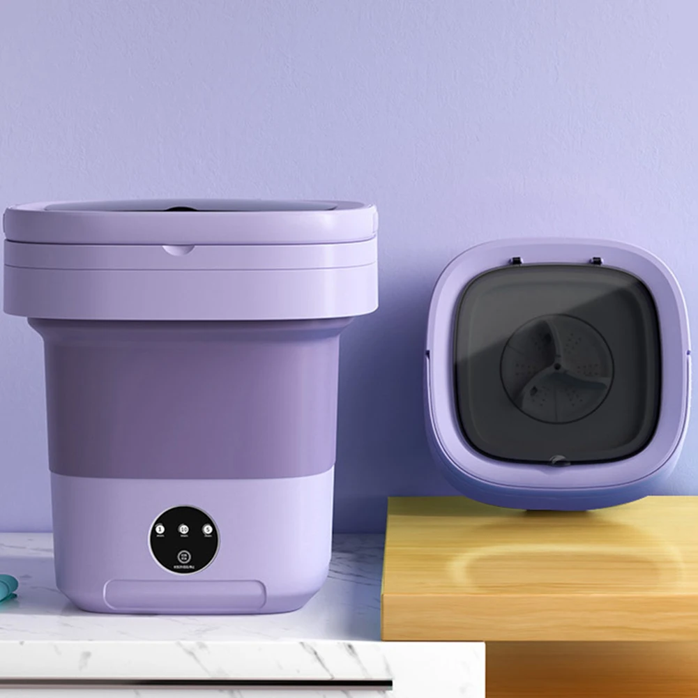 10 L Folding Washing Machine with Drain Basket Mini Small Washer IPX4 Waterproof with Timer for Baby Clothes Underwear