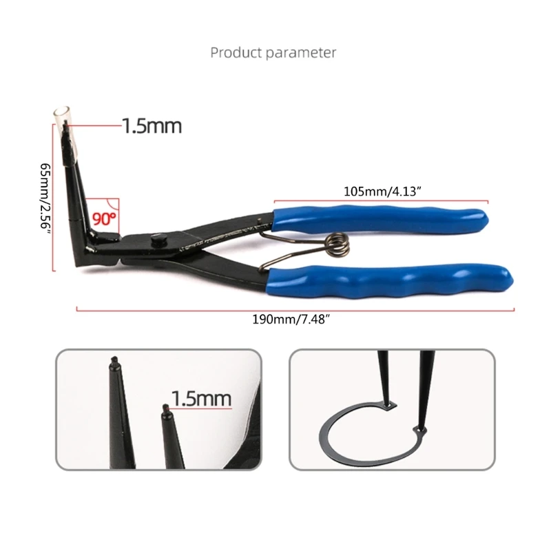 2023 New Heavy-duty Cylinder Ring Pliers Internal Ring Remover Retaining Circlip Pliers 90 Degrees Bending Pliers Long Nose