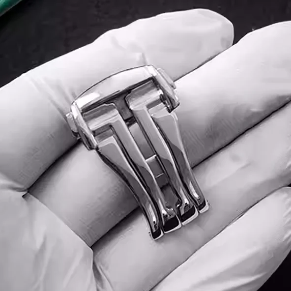 18 mm Faltschließe, massiver Edelstahlverschluss, Doppeldruck-Leder-Faltschließe, Uhrenzubehör