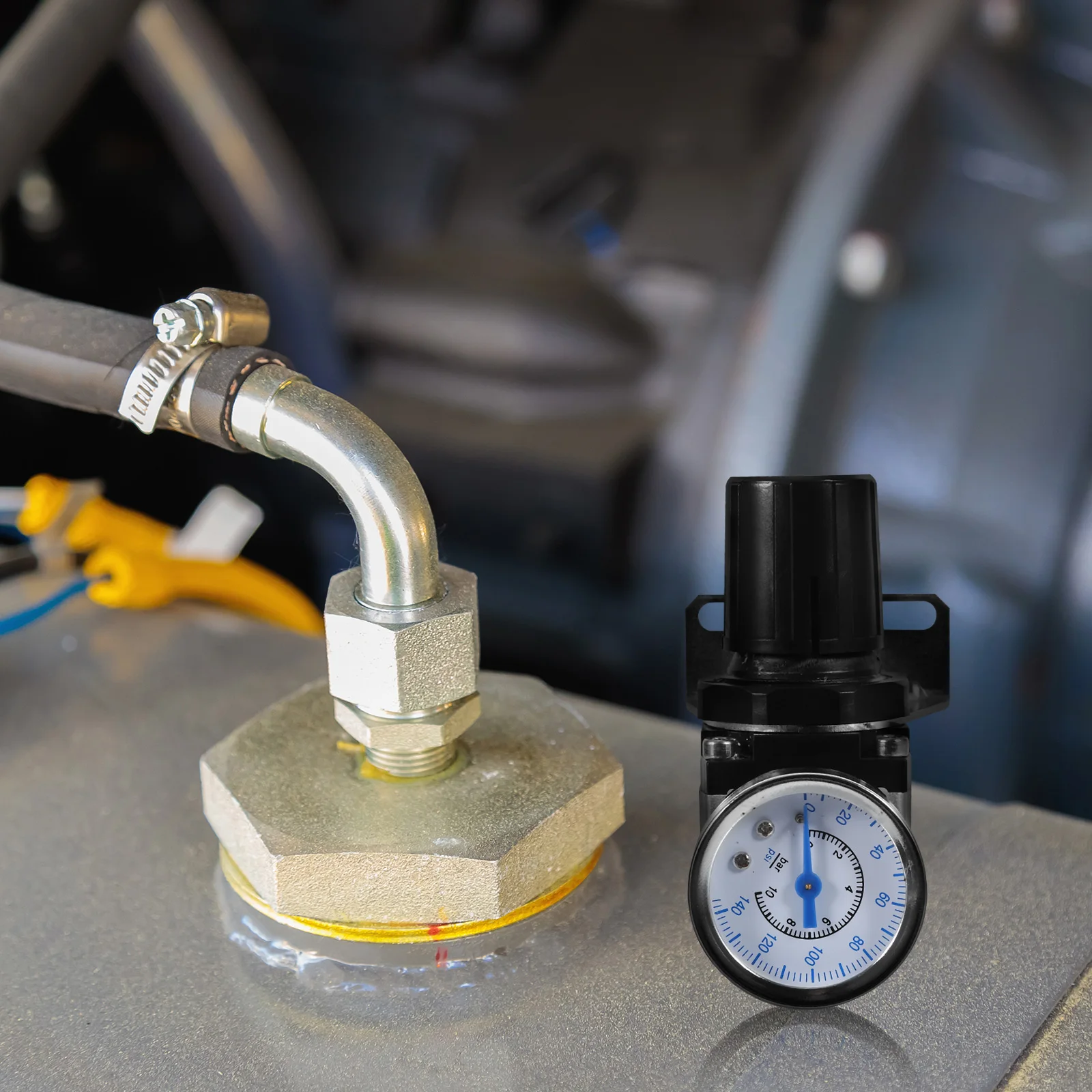 

1pc Compressed Regulator Pressure Control Device With Pressure Gauge Reliable Pc Aluminum Alloy Material Easy Install Industrial