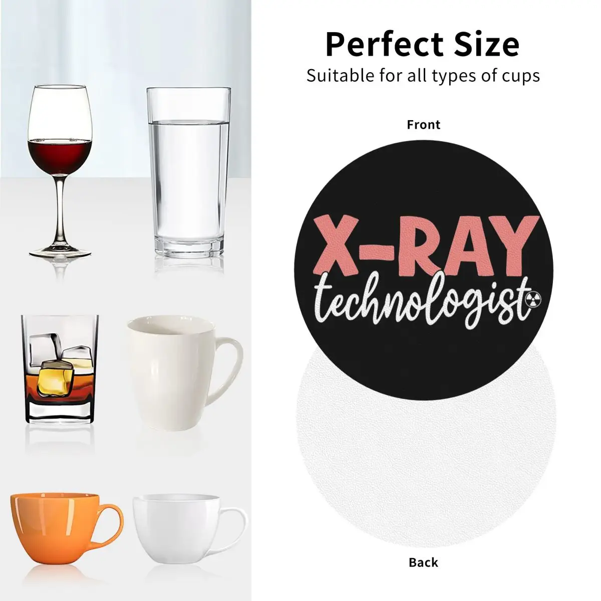 X Ray Technologist - Radiology Department Coasters PVC Leather Placemats Insulation Coffee Mats for Decor Dining Pads Set of 6