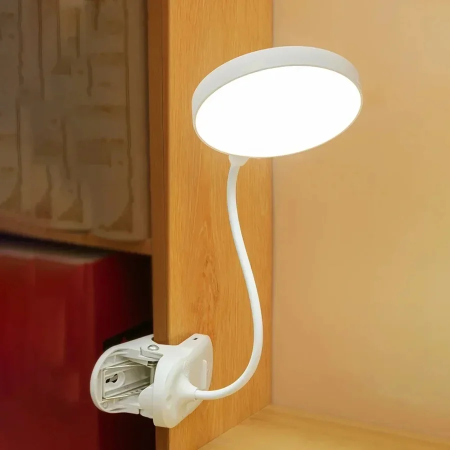 LED Desk Lamp USB-Charging Clip-On Night Light Study Reading Lamp Touch-Control Three-Level Dimming Eye-Protection Lamp Bedside