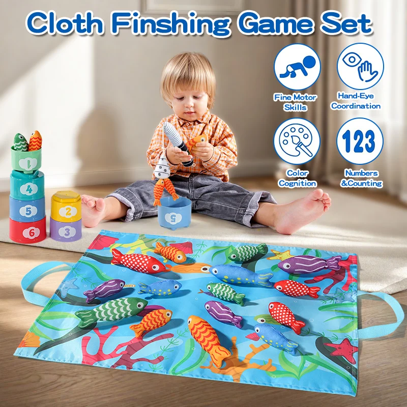 

Cloth Fishing Game Early Education Cognitive Montessori Toys For Boys And Girls Number Counting Color Sorting