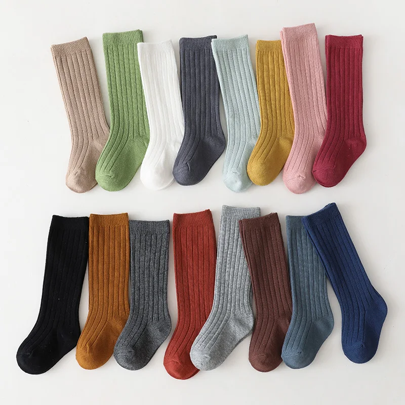 

Children Cotton Socks All Seasons Breathable Korean Style Solid Color Baby Long Socks for Boys and Girls