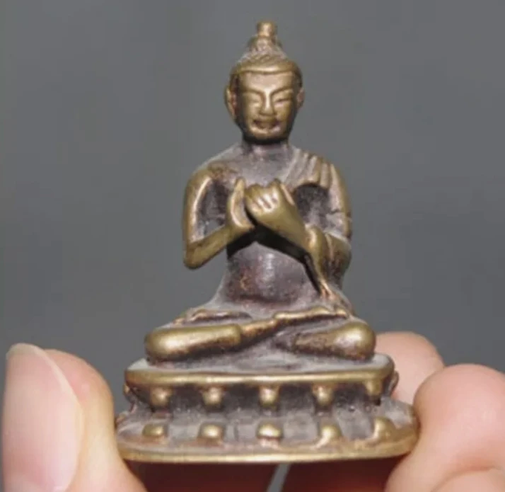 

1.2" Tibetan Buddhism temple bronze Gilt Shakyamuni Sakyamuni Shakya Mani statue