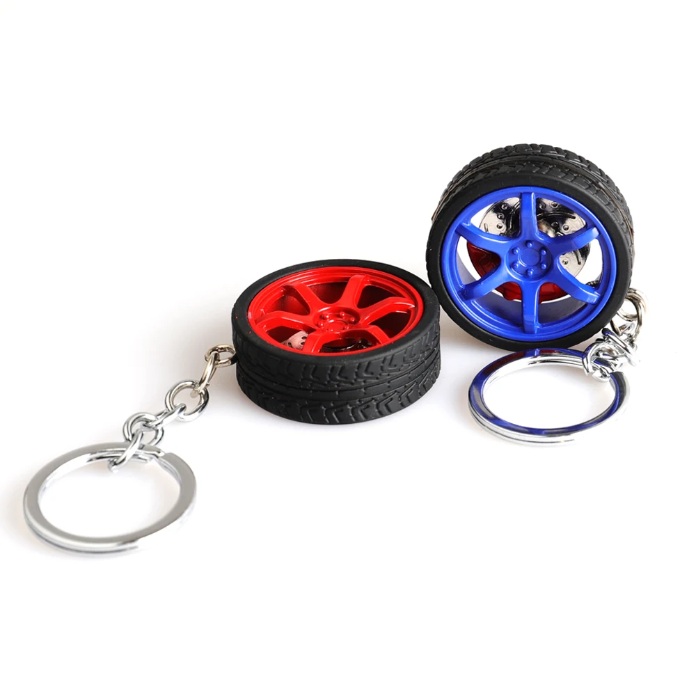 RIM Wheel Keychain Car Wheel Nos Turbo Keychain Key Ring Metal with Aluminum Brake Discs Keyfob for TOYOTA TE37 Style