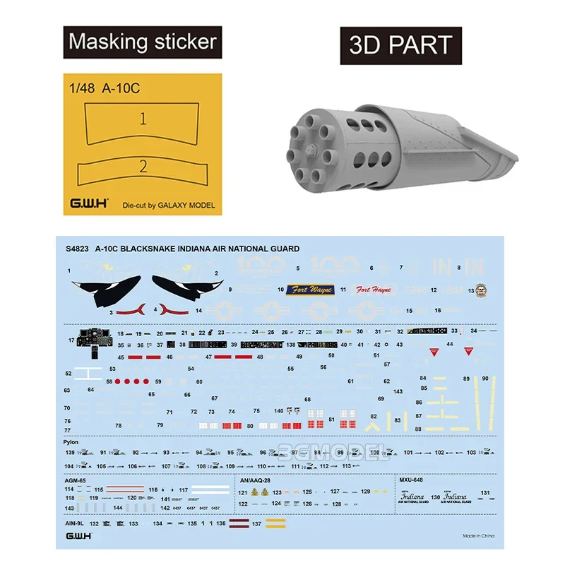 Kit modello di edificio in plastica della Grande Muraglia S4823 A-10C Thunderbolt II "Blacksnake" Guardia Nazionale Indiana Air 1/48