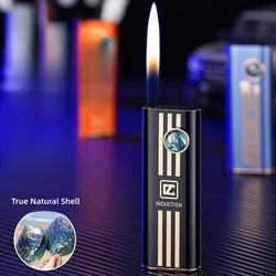 Creative Shell Silent Electronic Ignition Inflatable Lighter Metal Body Open Flame Portable Butane Gas Lighter Gadget Men's Gift