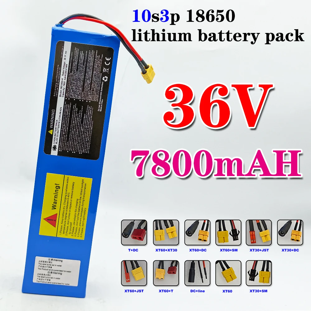 10S3P 36V 7800mAh 18650 rechargeable lithium-ion battery 750W built-in BMS， for KUGOO S1, S2, S3 Electric Scooters