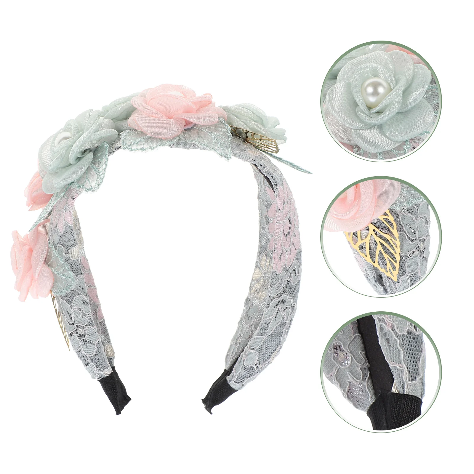 

Повязка на голову с жемчужным цветочным принтом, легкая тканевая повязка для волос для свадьбы, выпускного вечера, женские повязки на голову с цветами, широкая повязка на голову