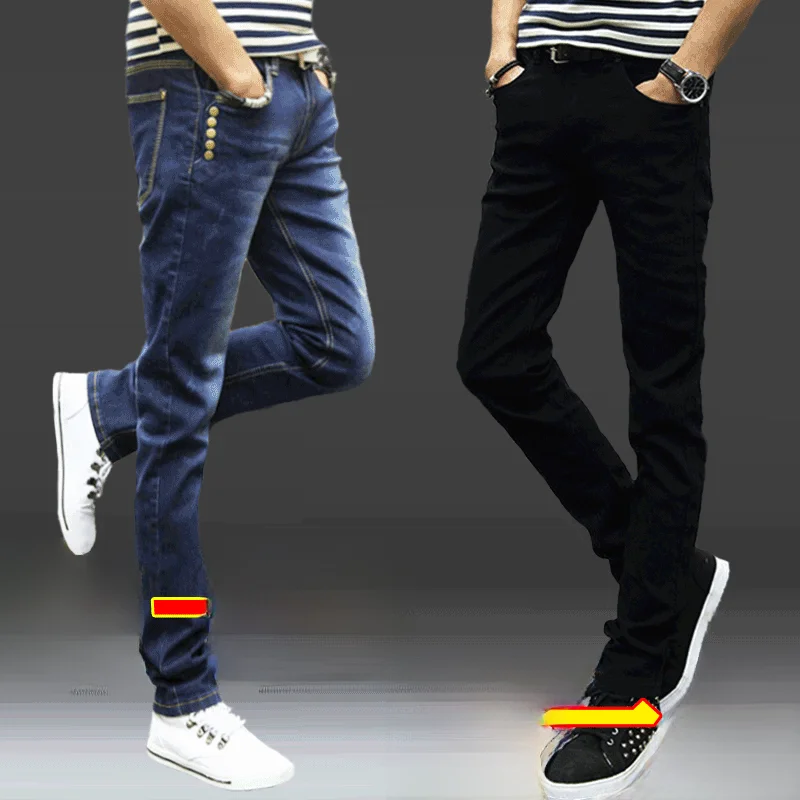 

Мужские джинсовые джинсы приталенного кроя, эластичные тонкие осенние длинные длинные повседневные модные корейские универсальные хлопковые джинсы, молодежные 2)