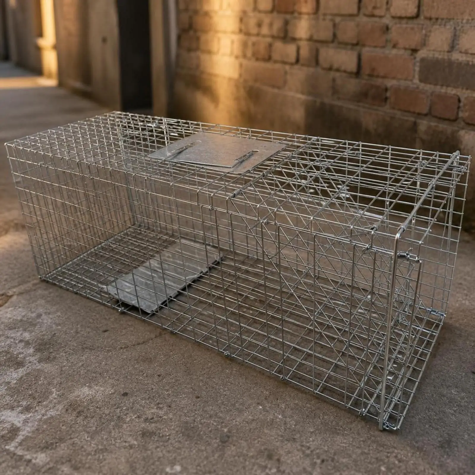 Automatic Trigger Folding Cat Trap Cage Stainless Steel Wire Mesh for Humane Stray Cat Capture and Transport