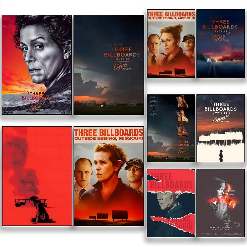 Film Crime Drama Three Billboards Outside Ebbing Poster Wall Art Painting for Living Room Home Decoration and Holiday Gifts