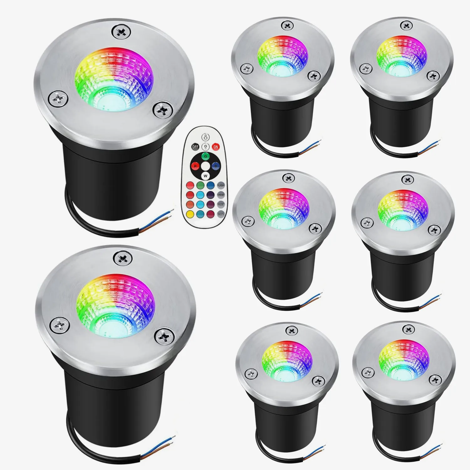 

RGB In Ground Light 12V Outdoor Well Light with Remote Control 6W Color Changing IP65 Waterproof LED Low Voltage Landscape Light