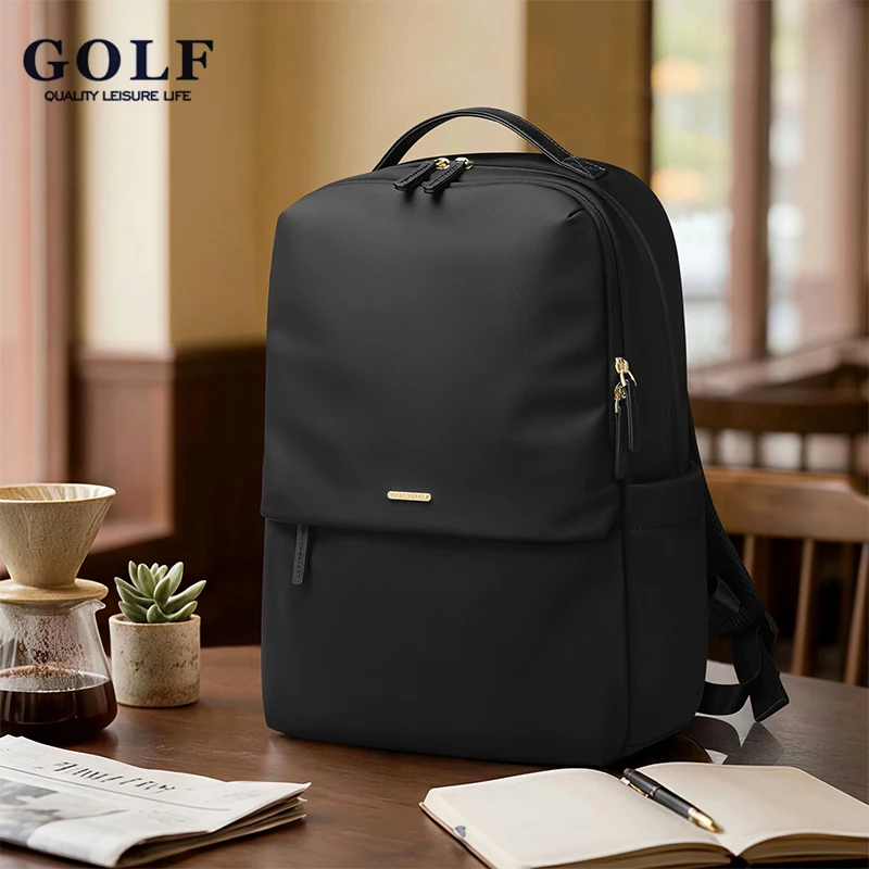 

GOLF QUALITY Large Capacity Travel Backpack for Women with 15.6” Laptop Compartment Solid Color Nylon Backpack Apricot