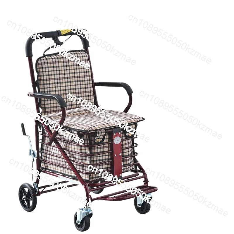 

Подходит для самоката для пожилых людей, портативного складного сиденья для покупок, может сидеть на четырех колесах для покупки еды.