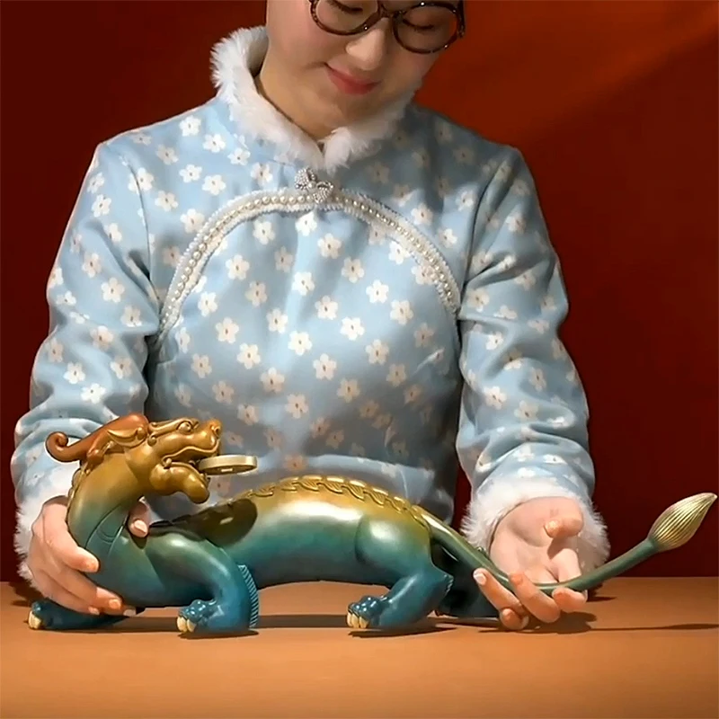 فريدة من نوعها التميمة خارق الطبيعة الأسطورية الحيوان التنين PI XIU تجنيد المال البرونزية نحت تمثال شريط المنزل مخزن حظا سعيدا #2