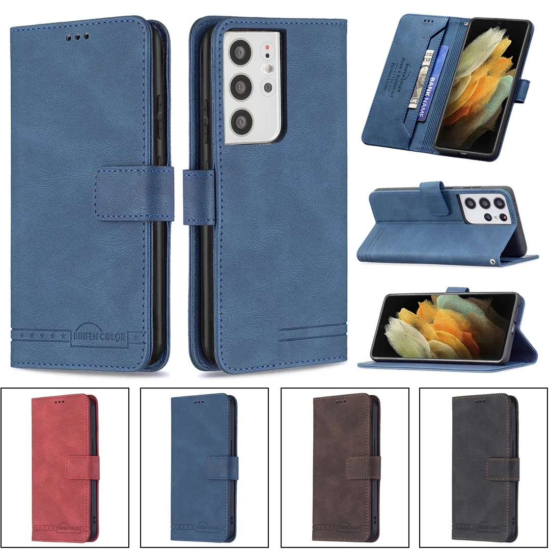 24&Dark Magnetic Leather Case Anti-fall Flip Wallet Phone Case For SAMSUNG GALAXY S20 S21 S22 LITE FE 2022 PLUS Ultra