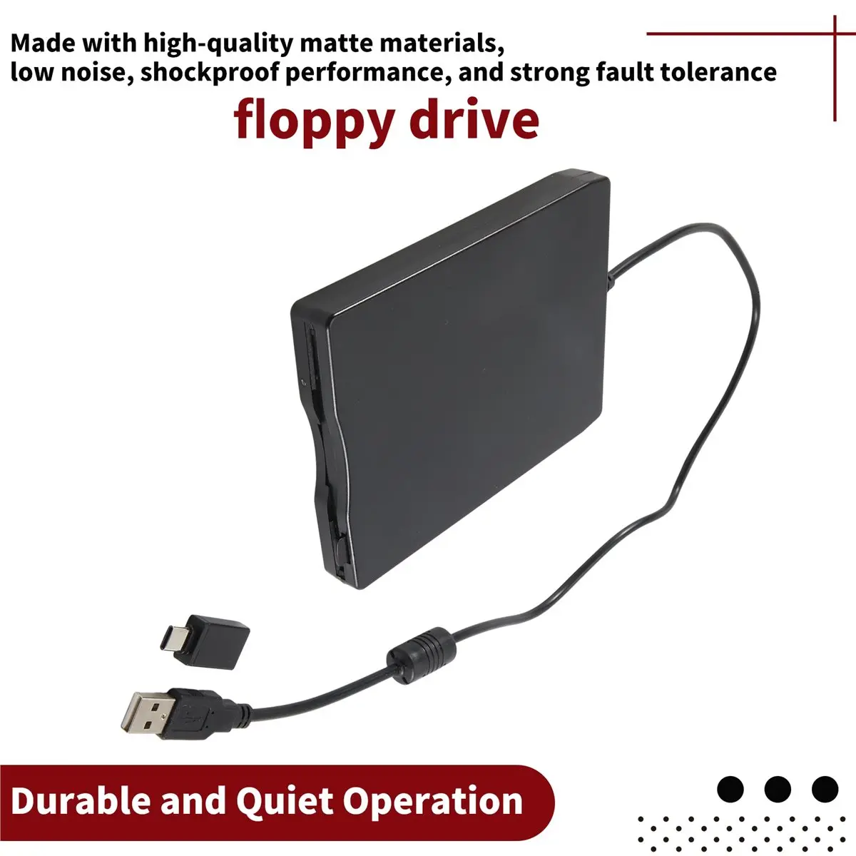 828 Floppy Disk Reader 3.5 Inch External USB Type A&C Floppy Disk Drive Floppy Disc Reader for Laptop