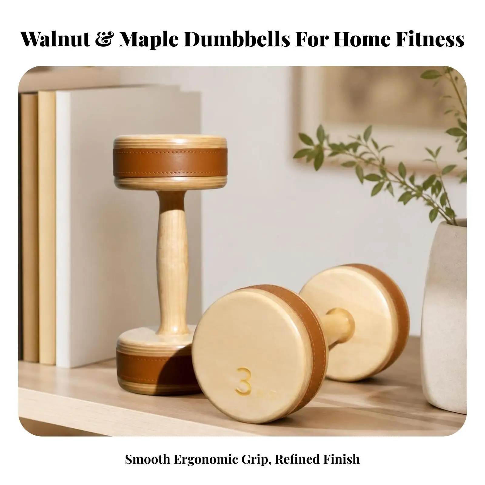 Leather Wrapped Dumbbell Pair for Bodybuilding Arm Exercises Home Fitness Equipment