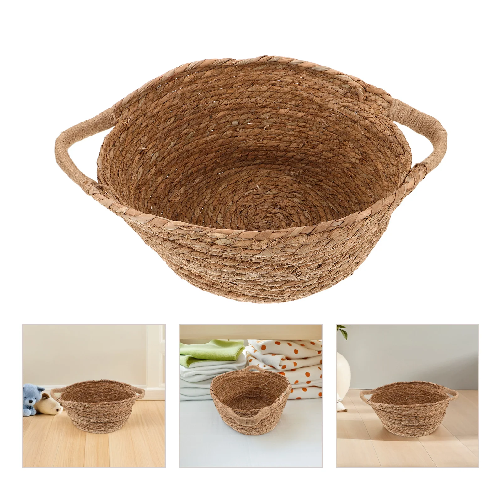 

1pcs Newborn Photography Basket Handwoven Straw Baby Photoshoot Prop For Milestone Birthday Shower Posing Decorative Shelf