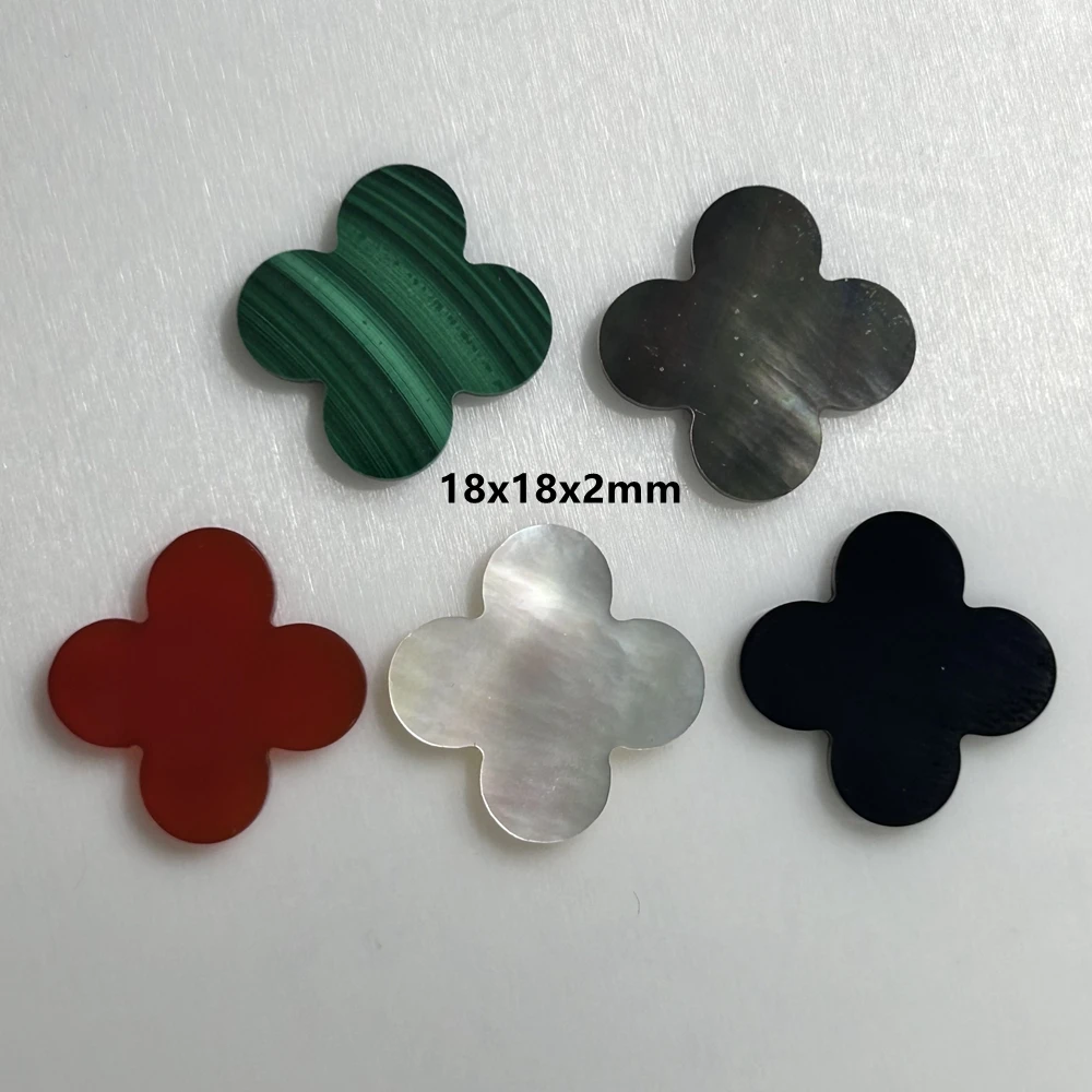 Meisidian 18x18x2mm White Shell Narutal Malachite Four Leaf Clover Stone Pendant