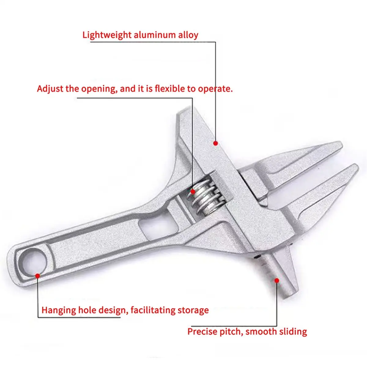 Reliable- Bathroom Wrench Universal Wrench Big Opening and Toothed Anti-Skid Dual-Purpo for Maintaining Bathroom Facilitie