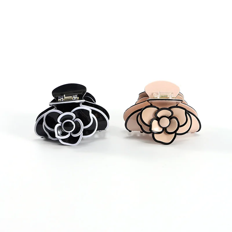 Refreshing World Style French Camellia Hair Claw Personality Design Acetate Hair Claw Clips Hair Accessories for Women Girls