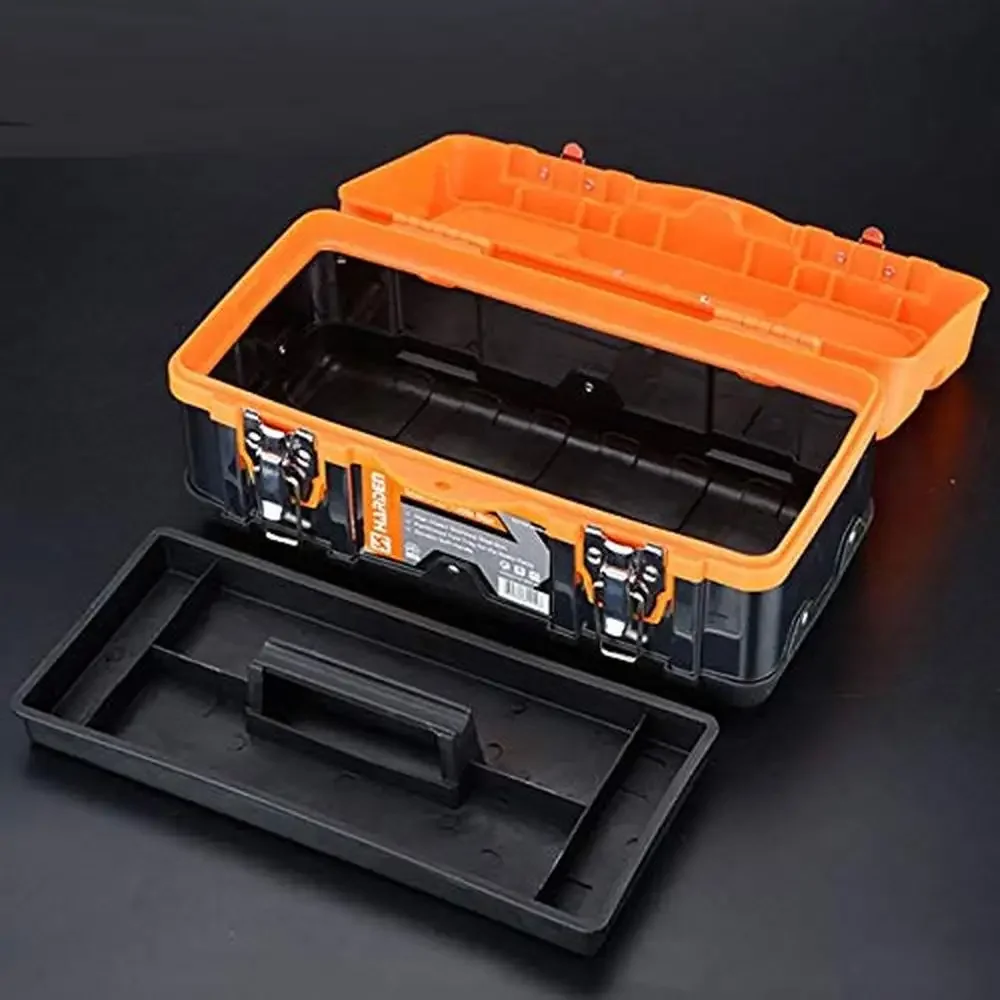 Heavy Duty Steel Toolbox Organizer Tray Ergo Handle Secure Latch Storage Box