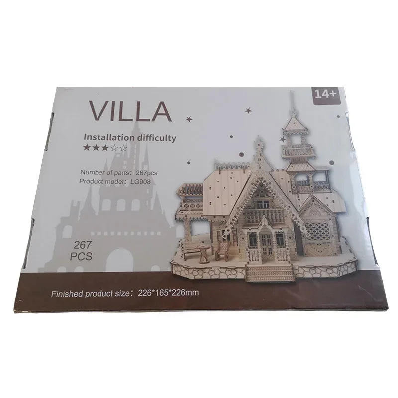 ثلاثية الأبعاد تجميعها مضيئة فيلا مجموعة الأطفال أصدقاء هدايا عيد هدايا عيد القلعة لغز مكتب زخرفة الأثاث حلية #6